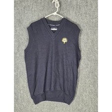 Arnold Palmer Mens Navy Blue V Neck Golf Sweater Vest Fred Berry Charity Open L