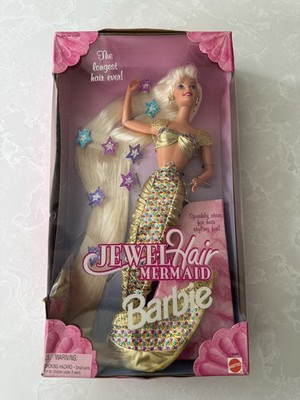 Vintage Neu mit Karton 1995 JEWEL HAIR MERMAID Barbie Puppe Längste Haare aller Zeiten! #14586 