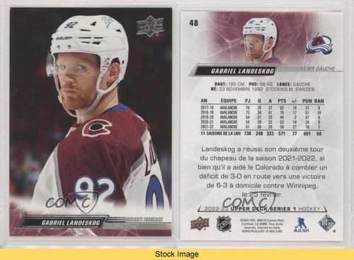 Upper Deck 2022-23 Serie 1 Francese Gabriel Landeskog #48 LEGGI 0sp6 - Foto 3 di 3
