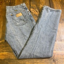 Wrangler Mens Straight Leg Jeans Medium Wash Blue Denim 5-Pocket Size 34x30 vtg
