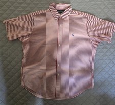 Polo Ralph Lauren Men Cotton sleeve button down shirt Classic Fit striped Red XL
