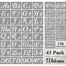 Large Letter Stencils for Painting on Wood - 43 Pack Alphabet Letter Number S...