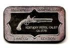 KENTUCKY PISTOL CAL .67 1 OZ 999 FINE SILVER ART BAR - RARE!