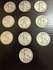 Lot of 10 Walking Liberty Half Dollars 90% Silver 3.85 ozt Total Pre-1965 US