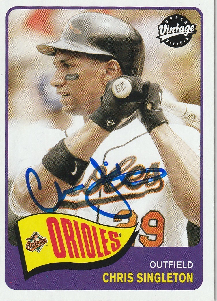 CHRIS SINGLETON BALTIMORE ORIOLES  2003 UPPER DECK  VINTAGE SIGNED CARD #129