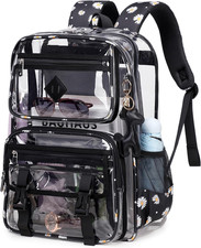 Clear Backpack for School, PVC Clear Bookbag Heavy Duty Transparent Backpack for