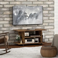 Rustic Brown TV Unit Cabinet Stand with Storage 80cm Mobile Media Table **