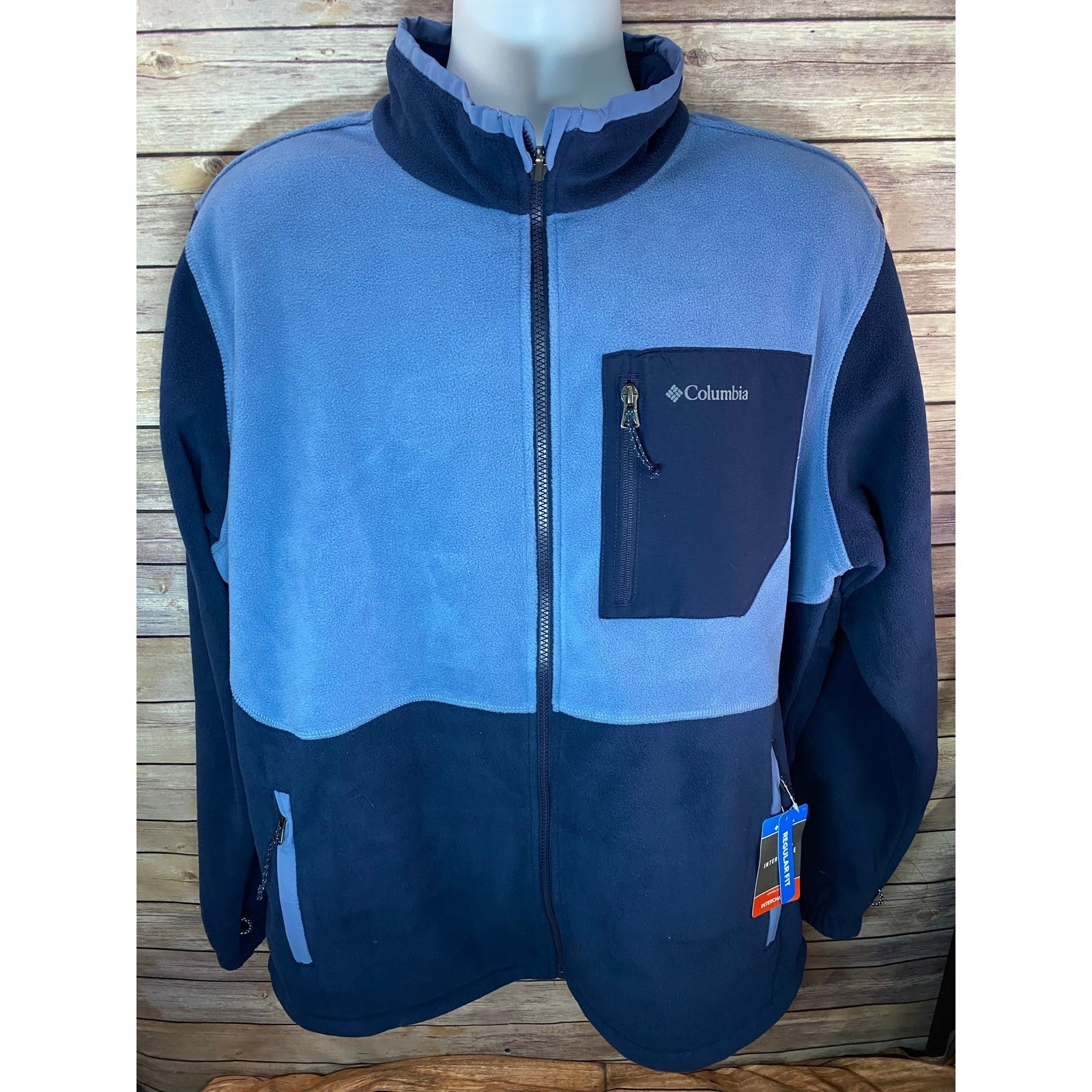 NWT Columbia Jacket Men’s Interchange Blue Color Block Full Zip Fleece Size XL