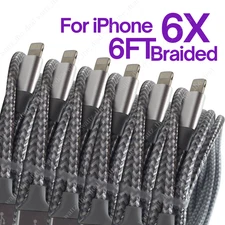 6Pack 6Ft Braided USB Fast Charging Cable Cord For iPhone 14 13 12 11 XR 8 7 6s
