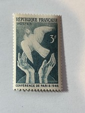 Timbre France 1946 - Conférence de la Paix 3F Vert-foncé - Yvert n° 761 - Neuf