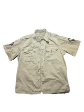 Vintage US Army Khaki Cotton Twill Uniform Shirt Size Medium Short Sleeve 50s