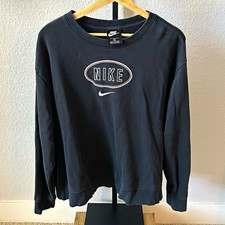 Nike Men s Black Fleece Cotton Crewneck Logo Pullover Sweatshirt 2XL