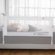ComfyBumpy 55.5  Extra Tall Toddler Bed Rail Swing Down Guard White King Queen