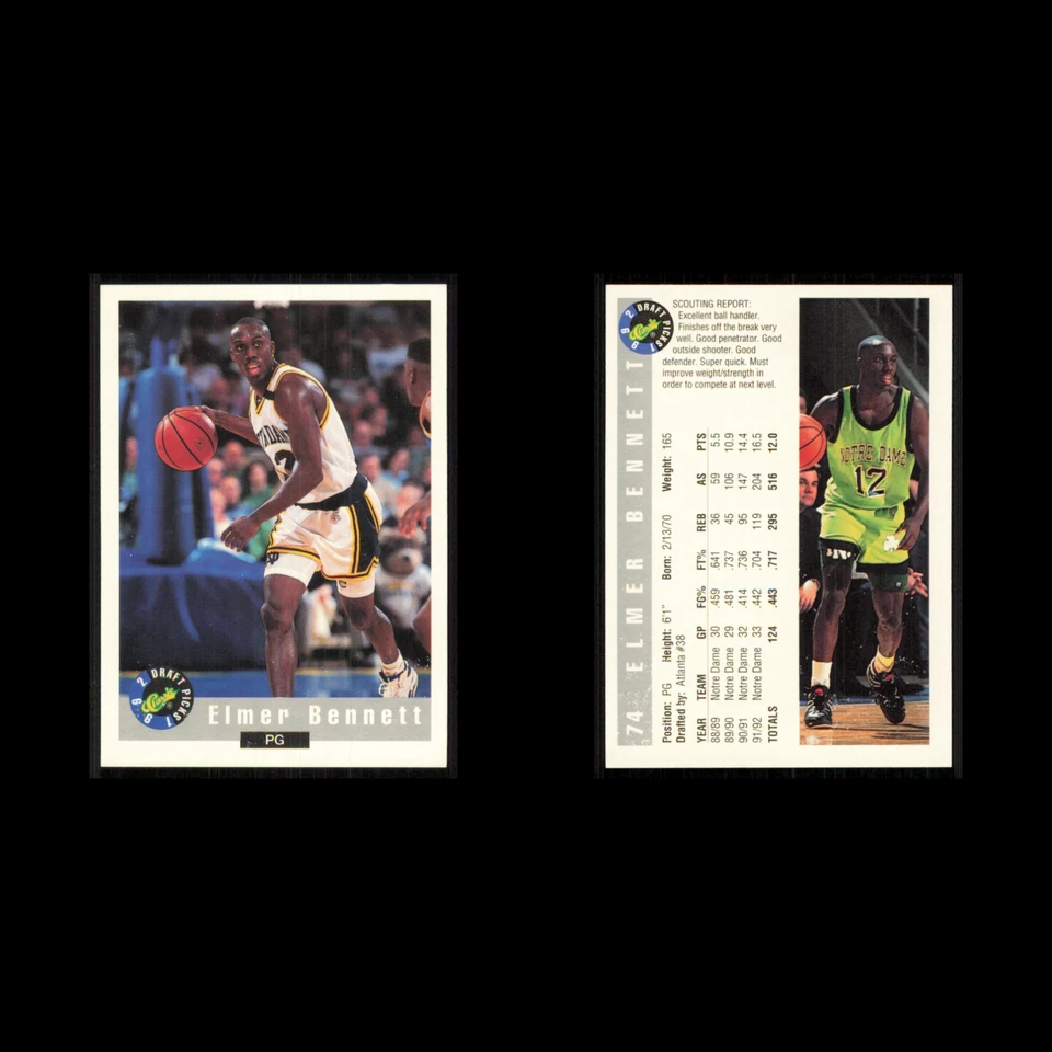 Elmer Bennett #74 1992 Classic Draft Notre Dame Fighting Irish Basketball Card - Image 3 of 3