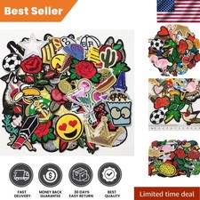 100pcs Random Embroidered Patches - Sew or Iron-On Versatile Fashion Accessories