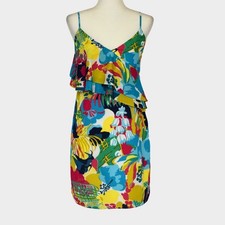J.CREW Women's Tropical Print Asymmetrical Ruffled Mini Dress Size 2