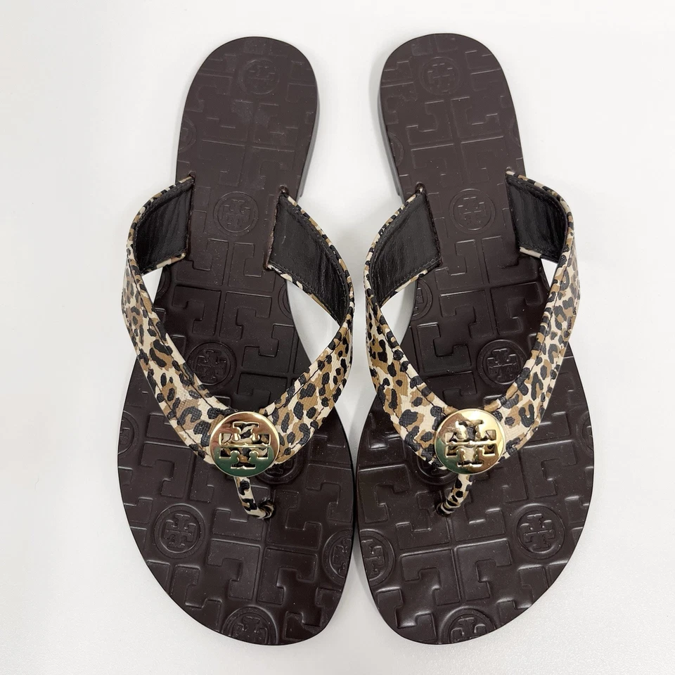 Sandalias planas Tory Burch Thora zapatos estampado animal apenas usadas talla 6 M Foto 2 de 4