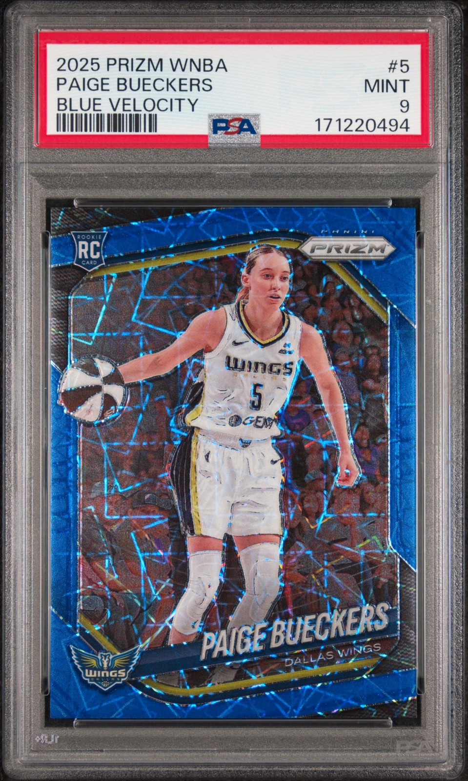 2025 PANINI PRIZM WNBA BLUE VELOCITY #5 PAIGE BUECKERS ROOKIE RC PSA 9