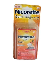 1 Nicorette Gum 4 mg 20 Pieces Fruit Chill 1 Package Total 20 Exp 05/2027