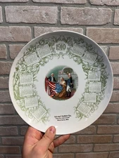 Vintage Advertising Calendar Plate 1910 Patriotic Flag Scene Schempf Brothers Co