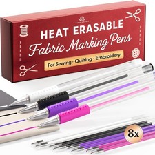 Heat Erasable Fabric Marking Pens for Sewing - 4 Pens  8 Refills - Sewing Suppl