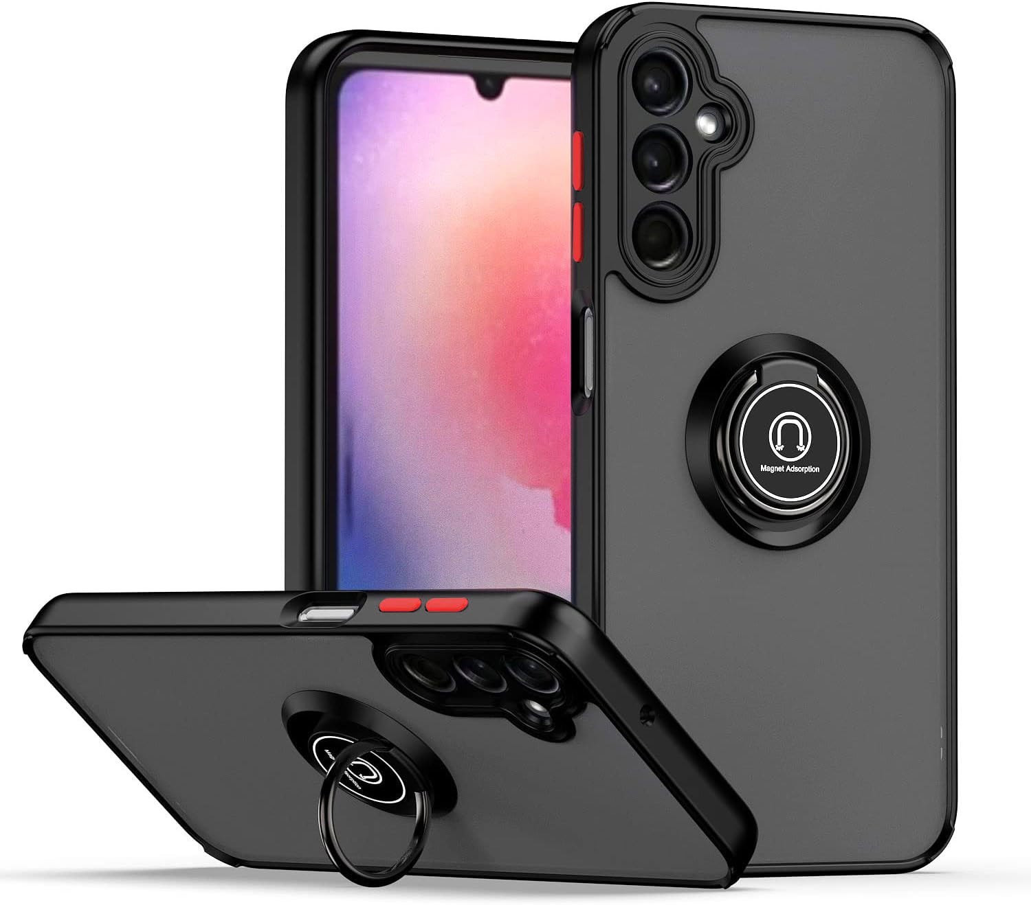 Fodera Mate Con Bordo Nero E Anello Girevole 360 Per Samsung Galaxy A05s