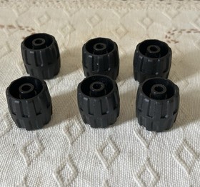 Vintage LEGO Wheel Lot 6pcs #6118 Plastic Small - Black