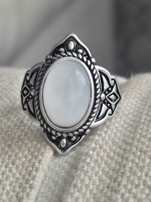 Großer Mondstein Sterling Silber Ring. Größe T. UK Verkäufer. Nagelneu.