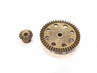 Meccano 16 Zähne und 48 Zähne Kegel Messing Zahnräder Teil 30a 30c gestempelt ''Meccano''