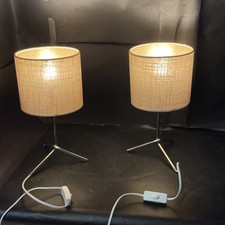 Pair of Matching Dunelm Chrome Twisted Stick Table Lamps - 13” Tall