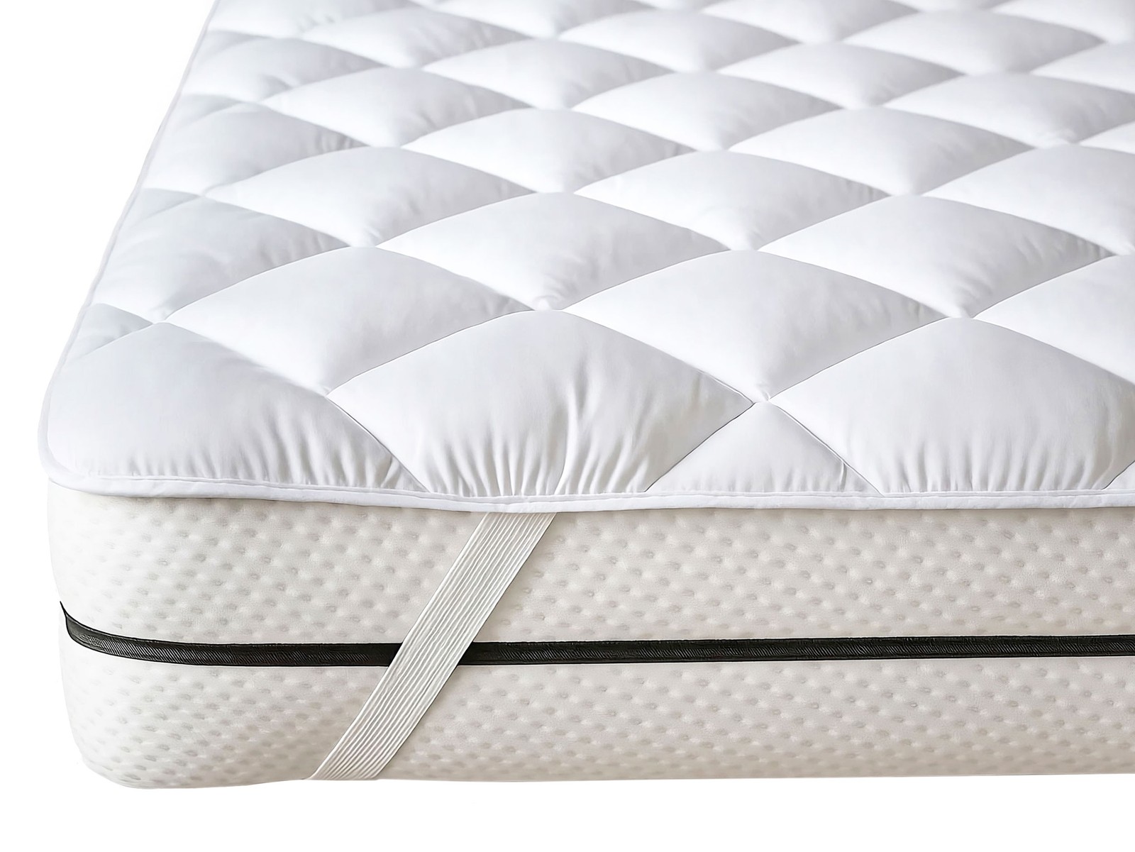 Protector de colchón Topper blanco con acolchado de rombos