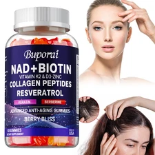 NAD+ Biotin - Resveratrol,Collagen - Promotes Healthy Hair, Nail Growth,and Skin