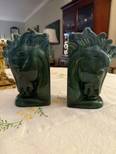 Royal Haeger Stallion Bookend Planter R-641 in Emerald Green