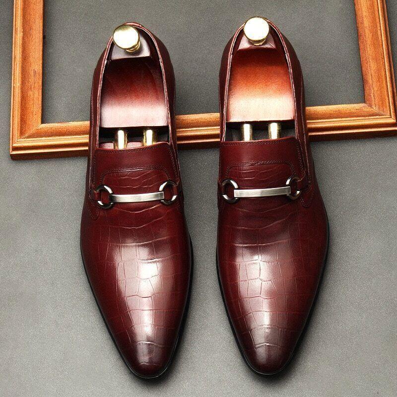 SAOLA Lusso abito da uomo d'affari fatto a mano in pelle pull on scarpe Oxford piatte