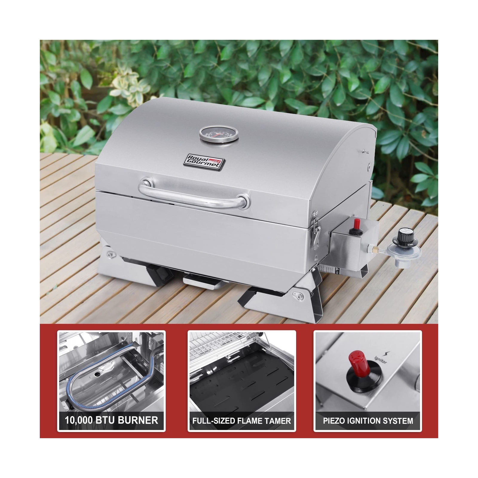 Royal Gourmet GT1001 Stainless Steel Portable Grill, 10000 BTU BBQ ... Fast Ship