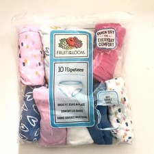 Fruit of The Loom Girls Size 4 Underwear Hipster Cotton Open Package - 9 Pack 