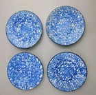 Lot of 4 Stangl Spongeware  Blue Town And Country 6 1/8" Bread & Butter