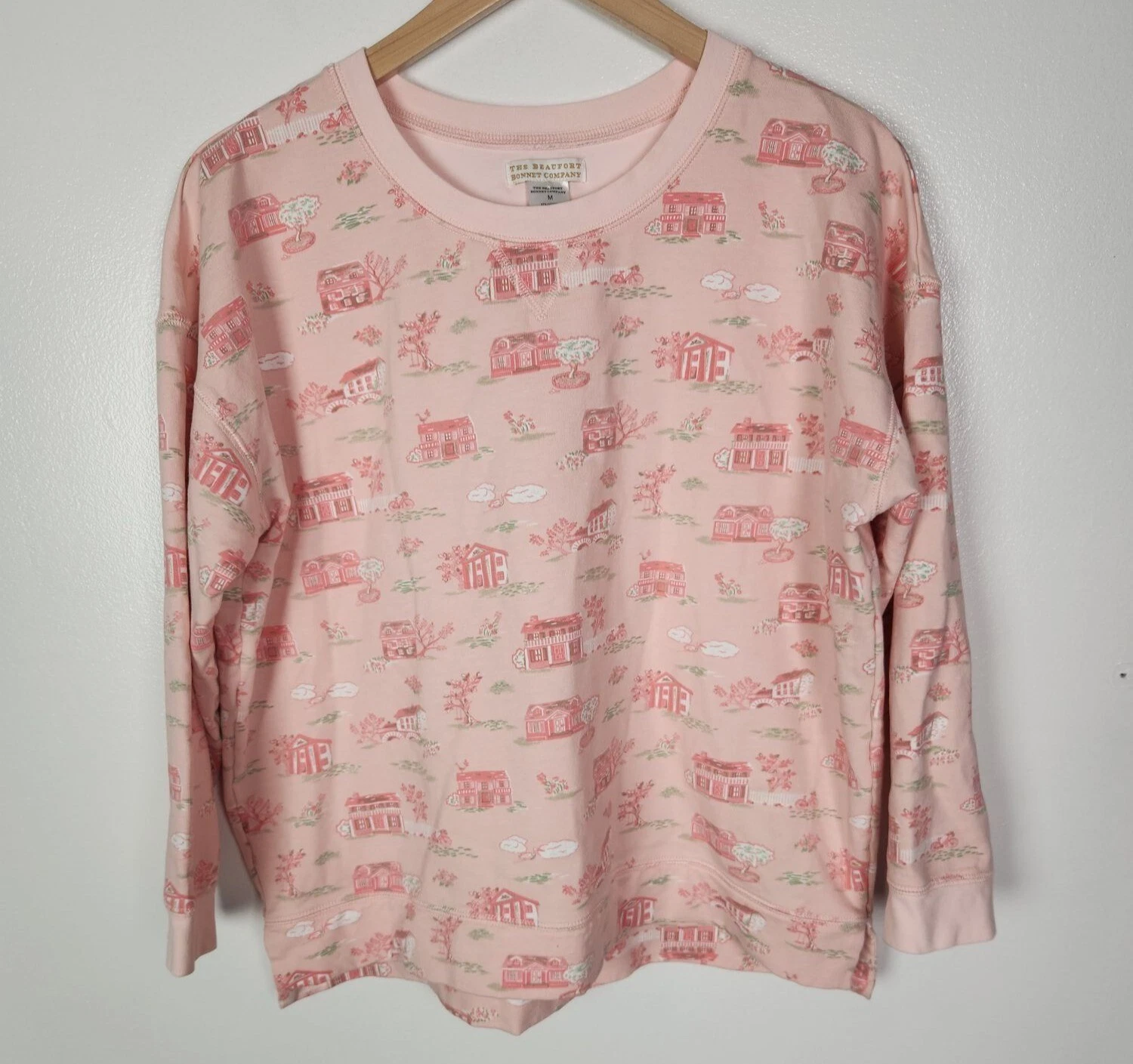 The Beaufort Bonnet Company Women's Sz. M Toile/Palm Beach Pink Sweatshirt