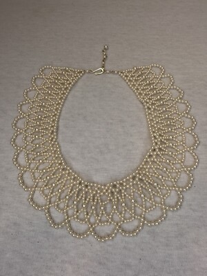 Vintage Pearl Bead Peter Pan Collar Necklace Cocktail Beautiful