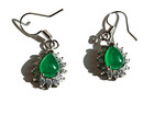 Halo Green Jade Dangle Earrings 18K White Gold Plated with Zircon,Pear Cut,Cute! — photo 6