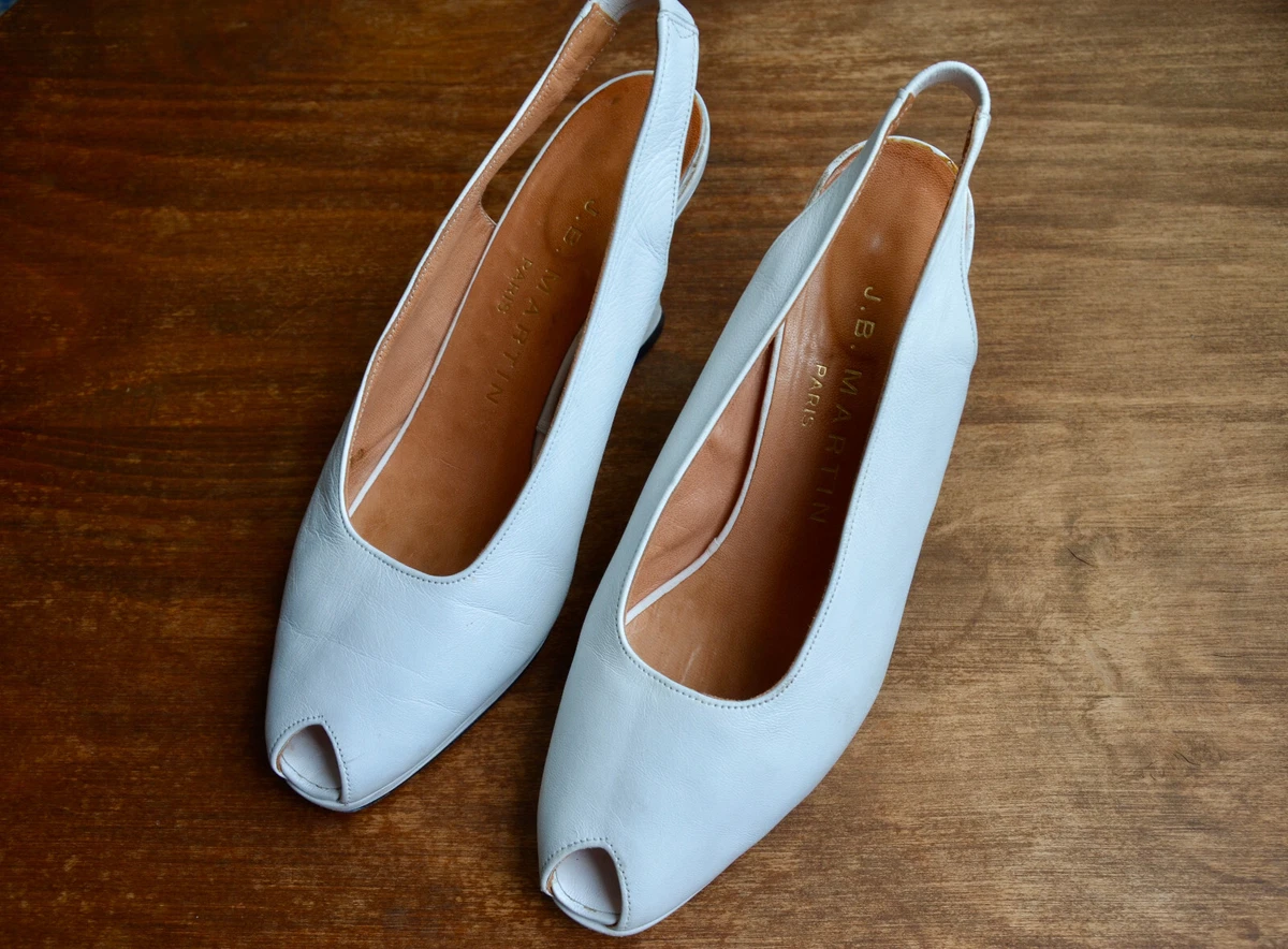Escarpins Vintage En Cuir Beige J.B. Martin - Taille 38 - Talon Moyen - Occasion Très Bon état