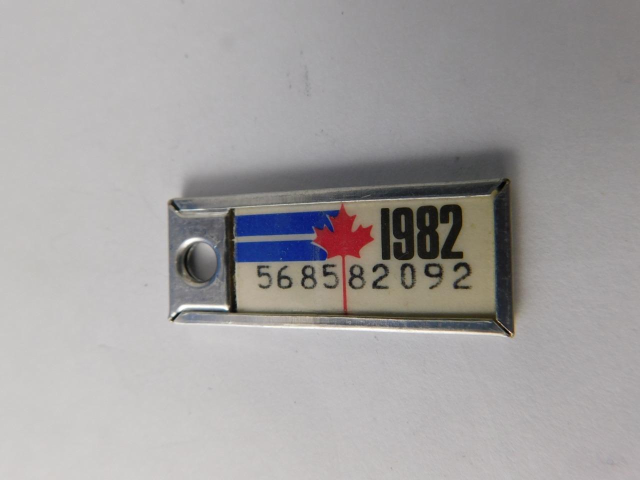 CANADA WAR AMPS TAG 1982 KEYCHAIN RETURN MINI LICENSE PLATE TAG