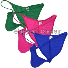 Men Ice Silk Pucker Bikini Briefs Underwear Posing Contoured Pouch Cheeky Shorts