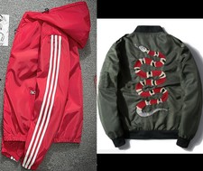 Women Bomber Jacket Hoody Coat Warm Sports Down Outwear Parka 3 Stripe Windbrake