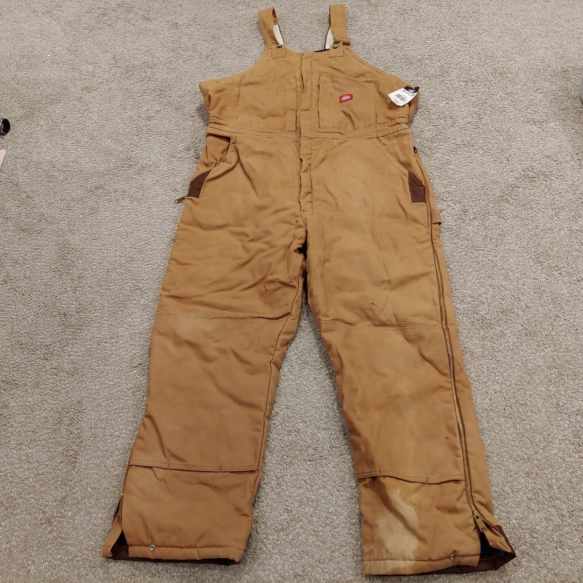 Dickies Insulated Bib Overalls XXL Regular Length Brown Canvas 2