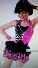 Dance Costume MED Adult Pink Jazz Tap Plaid Dot Solo Competition Pageant Glitz