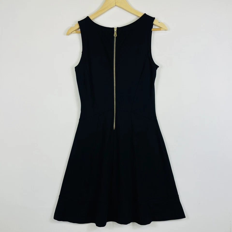 Cynthia Rowley 女式小号黑色连衣裙极简主义无袖 Ponte 胶囊 — 第 4/4 张图片