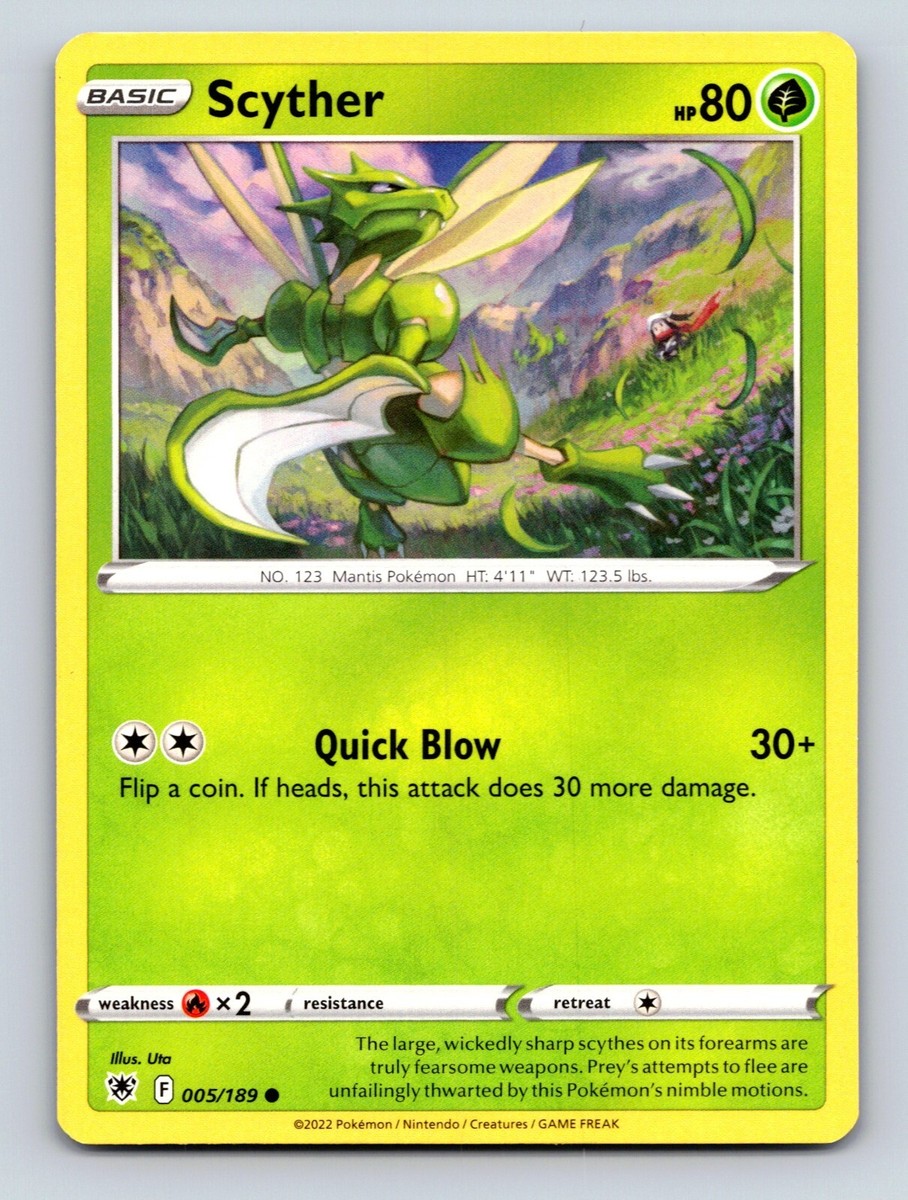 Scyther HP 80 Quick Blow Attack Rare Green Pokémon Card | eBay