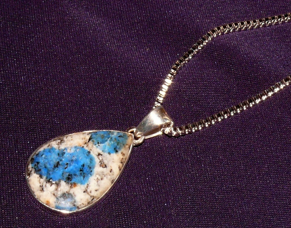 Halskette, Anhänger Silber, Azurit, Kette versilbert, 3,5g 28x19x4mm - Bild 2 von 4