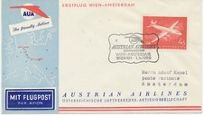 ÖSTERREICH 1959, Kab.-Erstflug der Austrian Airlines AUA "WIEN - AMSTERDAM"